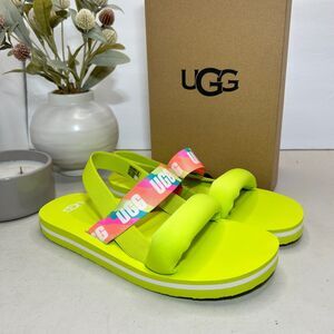 UGG Zuma Sling Back Strap Sandal Neon Green SN1126932K Kids US 6 NWB